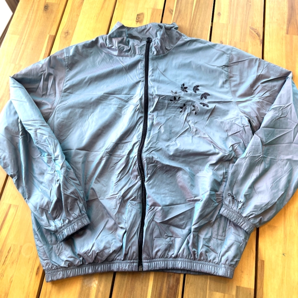 Adidas‎ Primegreen Mens Metallic Windbreaker Jacket Embroidered Graphic Size Med